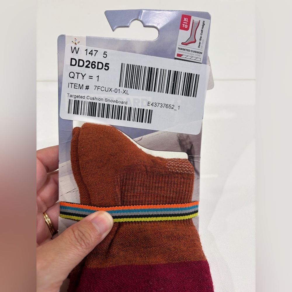 SmartWool Women's XL Targeted Cushion Snowboard Socks Merino Wool Red Yellow NWT - Picture 6 of 8